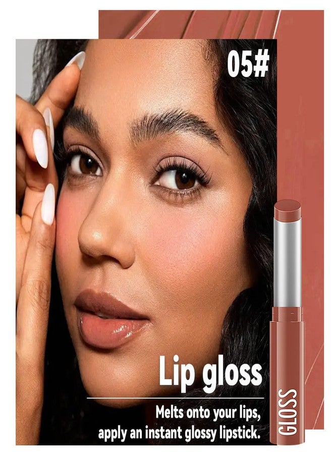HHLTOH 1Pc Nude Brown Butter Lipstick Tinted Lip Balm, Shine Moisturizing Plumper Lipstick for Women,Natural Nourishing Hydrating Lip Gloss Stain for Dry Lips,Lightweight Lip Liner Care Vegan Makeup - Image 2
